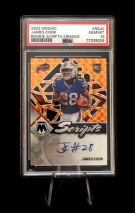 2022 Mosaic James Cook  Mosaic Rookie Scripts Orange Auto PSA 10 Pop 4 Go Bills! - Picture 1 of 2