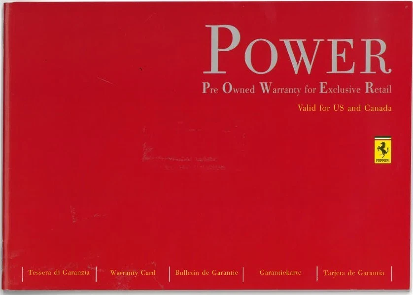 Ferrari 360 Modena 2002 folleto de servicio de garantía de EE. UU. datos del vehículo completos Foto 1 de 4