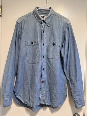 ИНЖЕНЕРНАЯ ОДЕЖДА хлопок индиго длинным рукавом работы рубашка размер M VG подержанный Cnd - Изображение 1 из 4