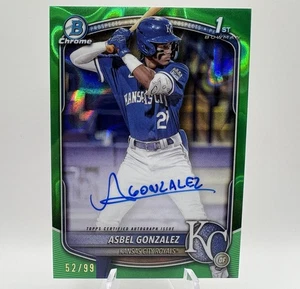 2025 Bowman Chrome Prospects Asbel Gonzalez 1st Green Lava Auto /99 ROYALS CLEAN - Bild 1 von 2