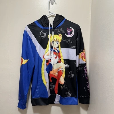 Sudadera con Capucha Pullover Sailor Moon Anime, Manga Larga, Talla Pequeña Negra Grande Gráfico Foto 1 de 4