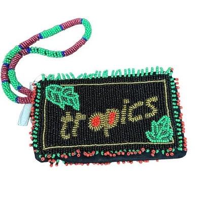 NWOT Free People Daydreamer "Tropics" Beaded Zipped Wallet Clutch Wristlet — 第 1/4 张图片