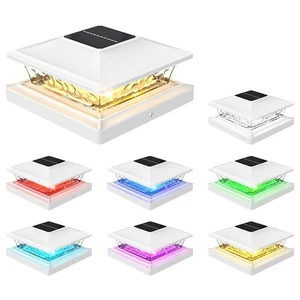 4x4 Solar Pfostenkappe Lichter mit 8 RGB Volltonfarben & Multicolor Flow - 8er Pack... - Bild 1 von 6