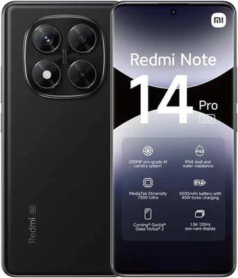 Smartphone Redmi Note 14 Pro 5G, 8+256GB, Fotocamera AI Da 200MP, IP68, Ricarica - Immagine 1 di 4