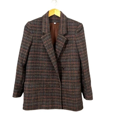 Blazer de Lana Peabody House Vintage Talla 7 8 Carbón Multi Rayas Foto 1 de 4