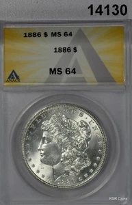 1886 MORGAN SILVER DOLLAR ANACS CERTIFIED MS64! #14130 - Picture 1 of 3