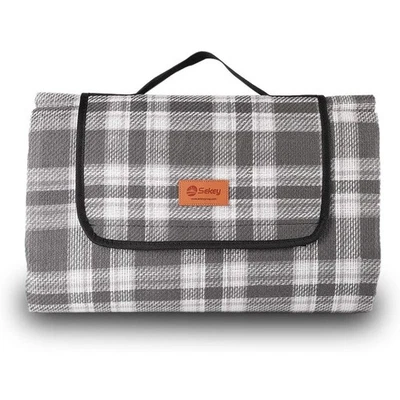 SEKEY Faltbar Picknickdecke 200x200cm Campingdecke XXL Outdoor Reise Stranddecke Grau
