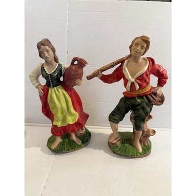 "Estatuas de cerámica pintadas a mano Garrard Mold Hansel y Gretel 13"" de alto" Foto 1 de 4