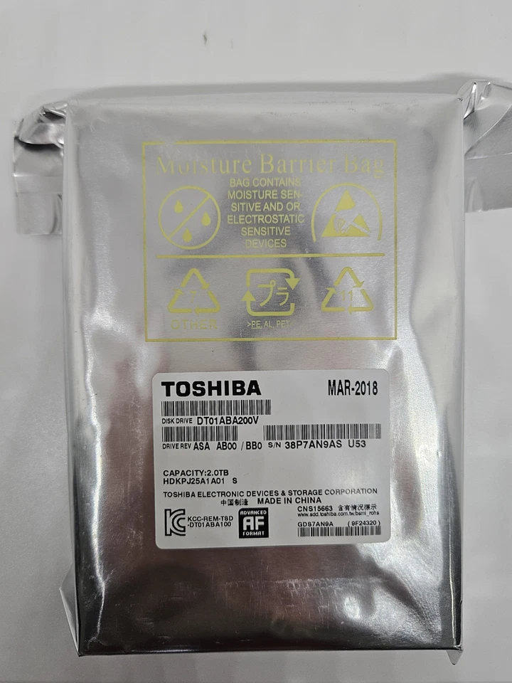 Toshiba DT01ABA200V 3.5" 2TB 5700RPM SATA3 32M Cache Desktop HDD Hard Drive - Image 1 of 1