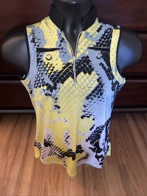 Top de golf Jamie Sadock para mujer amarillo 1/4 cremallera sin mangas talla XS Foto 1 de 4