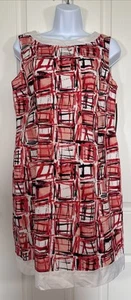 Alex Marie Rose/White/Black Cotton Sheath Career Social Casual Dress 8P NWT - Picture 1 of 7