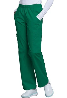 Scrubs Cherokee Workwear Petite Mid Rise Cargo Pant 4005P HUNW Hunter Green - Image 1 of 4