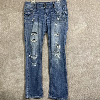 Pantalones de mezclilla de tiro medio Amethyst Jeans para mujer 9 regulares 32X31 desgastados Foto 1 de 4