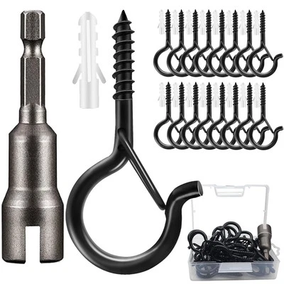 Paquete de 36 ganchos de tornillo para colgar luces de cadena al aire libre resistente 2,2 pulgadas azul... Foto 1 de 4