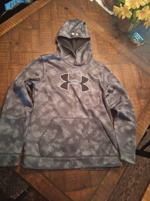 Sudadera con Capucha Under Armour Juvenil Talla L Gris Camuflada Bolsillos Pull Over Logo Foto 1 de 4