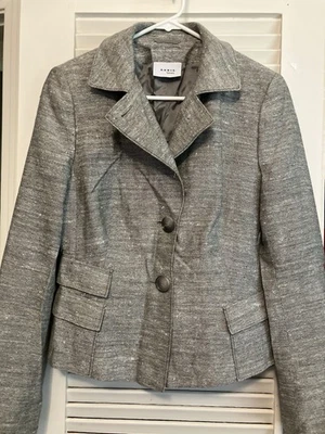 Blazer corto AKRIS TALLA US 10 SEDA TWEEDY tejido ajuste para favorecer cinturón trasero 3 bolsillos Foto 1 de 4