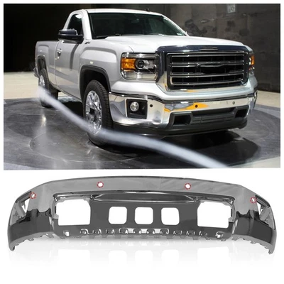 Steel Front Bumper Face Bar Chrome For GMC Sierra 1500 2014 2015 No Separated Foto 1 de 4