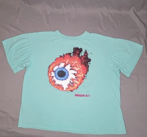 Mishka Shirt Mens Large Flaming Eye Embroidered Graphic Streetwear Tee Skater - Picture 1 of 15