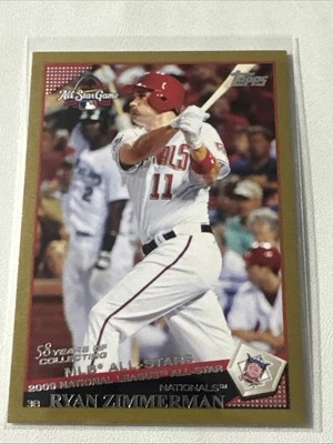 2009 Topps Updates & Highlights - All-Star Ryan Zimmerman #UH301 Gold 1897/2009 - Image 1 of 2