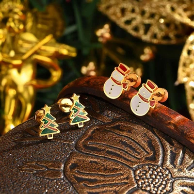 Weihnachtsohrringe Männer Frauen Schneemann Weihnachtsbaum Ohrstecker Mode - Bild 1 von 4