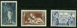 FRANCE-1937– LIBERTY, PROPHYLAXIS,150TH ANN. OF USA CONSTITUTION – VF* - Picture 1 of 1