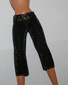 Mattel Barbie Doll Black and Gold Shimmery Capri Leggings - Picture 1 of 4
