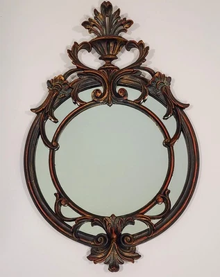 Espejo de acento vintage italiano EuroMarchi pintado a mano ornamentado enmarcado 22"H x 13"W Foto 1 de 4