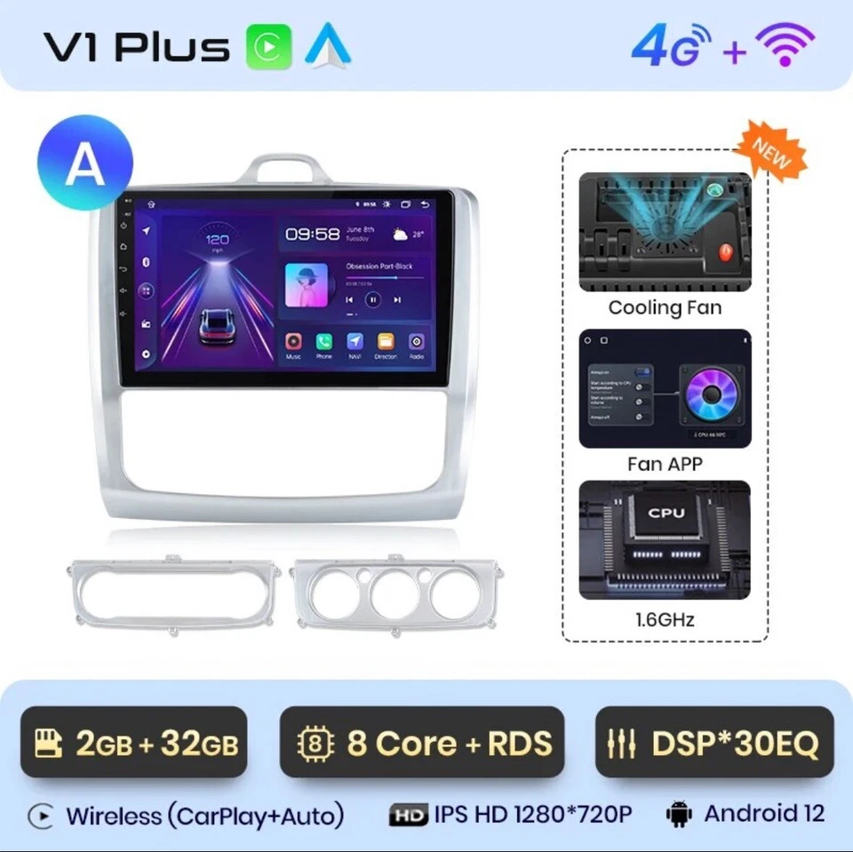 Autoradio Para Ford Focus Mk2 Mk3 2004-2011 2G+ 32GB 4G + Wi-Fi 8Core Carplay - Imagen 1 de 4