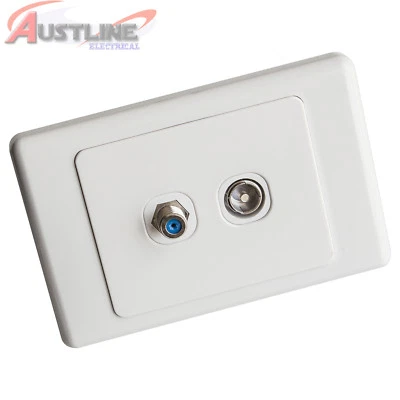 PAL TV Antenna Aerial, PAY TV F-Type Jacks with 2Port Wall Plate Cw22Tv - image 1 of 4