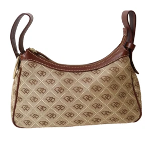 Dooney and Bourke Monogram Brown and Beige Bag Flaw No Strap (79) - Picture 1 of 19