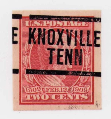 1909 US SC 368 2c Abraham Lincoln w/ Knoxville, Tenn Precancel Used - Image 1 of 3