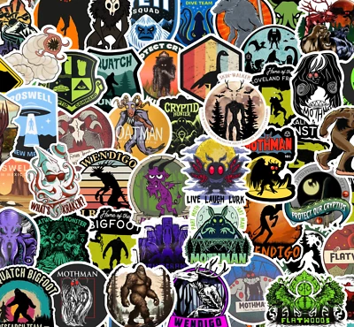 Paquete de 25/50 piezas de pegatinas crípticas - vinilo mate - criptozoología Big Foot Wendigo Foto 1 de 3