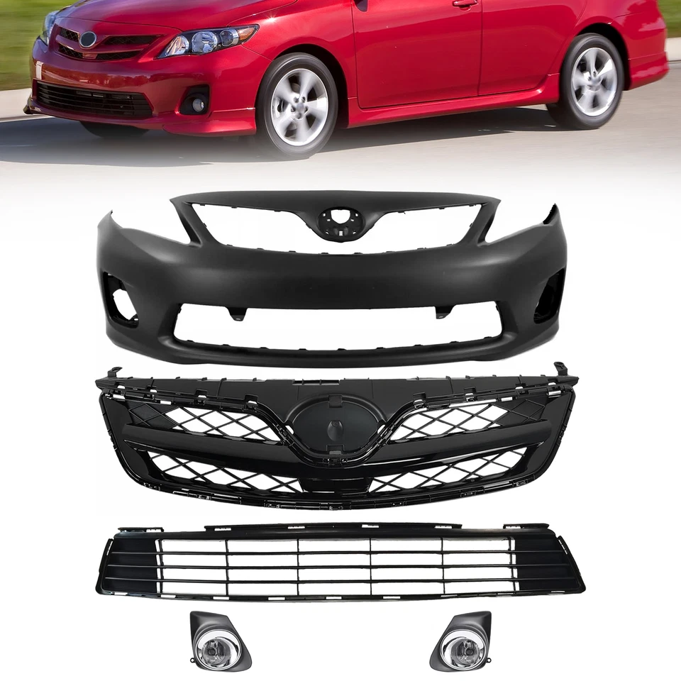 Front Bumper Cover Kit With Fog Lights For 2011 2012 2013 Toyota Corolla Sedan - Image 1 of 4