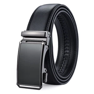HJones Trend Men's Cowhide Leather Belt Automatic Buckle Belt Ratchet Strap - Bild 1 von 7