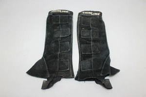 Thinline Half Chaps Leather Suede Size Child Small?? Black Heavy Riding Horse - Picture 1 of 5