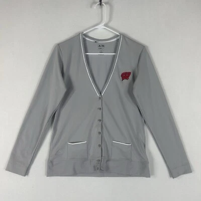 Adidas University of Wisconsin Badgers Grandpa Cardigan Womens Large Gray UWM - Image 1 of 4