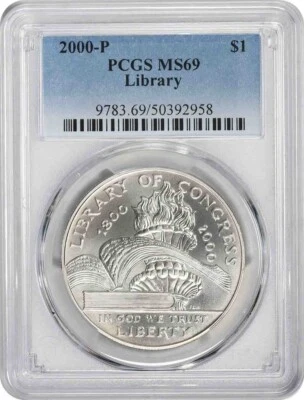 2000-P Library of Congress Silver Commemorative Dollar MS69 PCGS Mint State 69 - Image 1 of 2