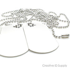 LOT 200 BLANK STAINLESS STEEL DOG TAG  SHINY/MATTE WITH 200 24" S/S NECKLACES