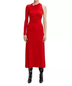 CUE Scarlet One Shoulder Dress | Red, Stretch Jersey, Sz 8, Gathered, Maxi/Midi - Picture 1 of 7