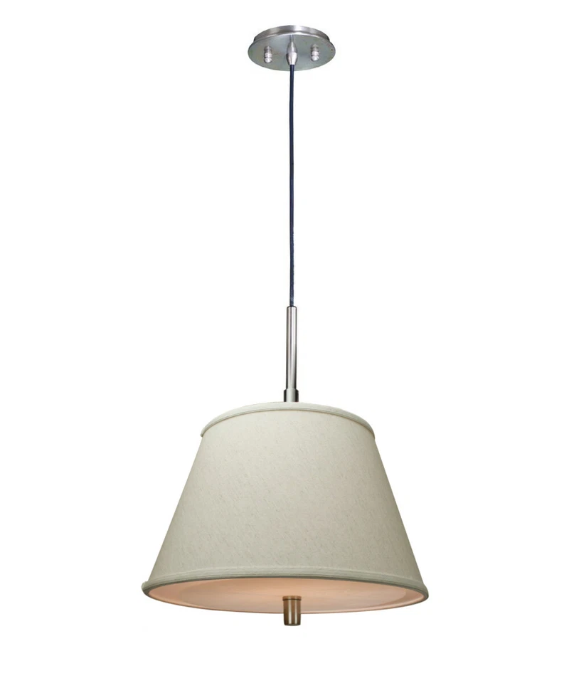 Satin Nickel Pendant Light w/ Empire Textured Oatmeal Shade and Diffuser - Image 1 of 4