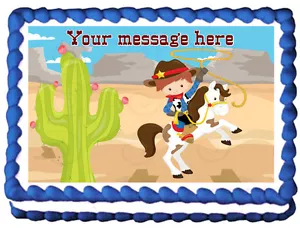 COWBOY Party Image Edible cake topper decoration - Picture 1 of 11