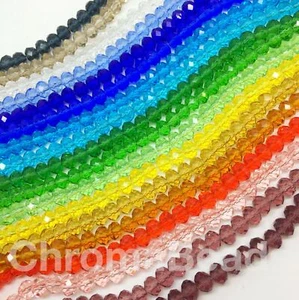 Faceted Rondelle / Abacus crystal glass beads strand 3x2 4x3 6x4 8x6 10x8 12x9mm - Picture 1 of 237