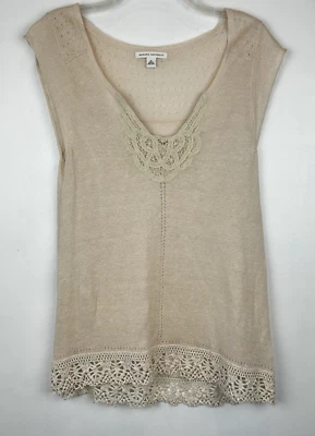 Camiseta sin mangas de lino Banana Republic para mujer M suéter tejido cuello en V encaje minimalista Foto 1 de 4