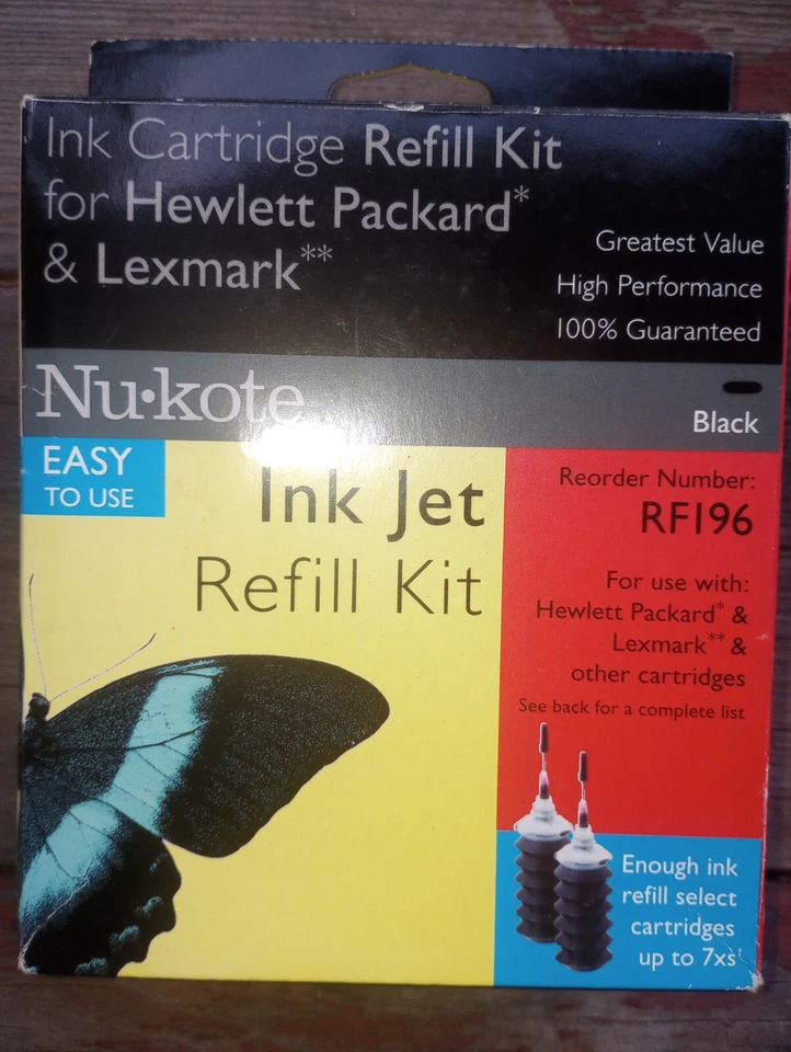 NU KOTE INK JET REFILL KIT RF196 HEWLETT PACKARD LEXMARK BLACK New!! - Image 1 of 1