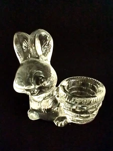 Crystal Easter Bunny Rabbit weaver basket Candle Toothpick Holder Eggcup 4.5” - Picture 1 of 4
