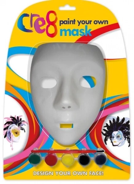FULL FACE WHITE  MASK PLAIN MASKS FANCY DRESS MASQUERADE Halloween PARTY PAINTS - Image 1 of 1