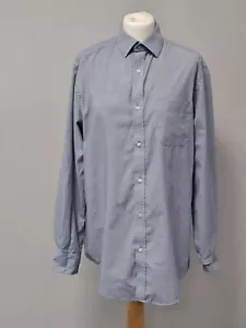 Debenhams Grey Blue Shirt 15.5" Collar Long Sleeve Button Up Mens (BH15) - Picture 1 of 10