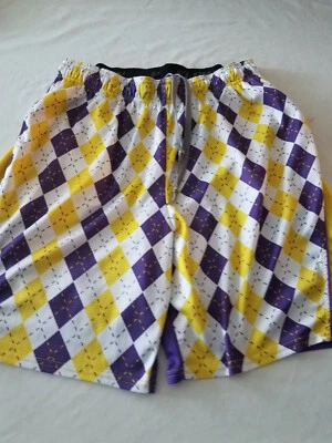 Pantalones Cortos Flow Society Lacrosse Grandes Púrpura Dorado Amarillo Lakers Colores Raro De Colección Foto 1 de 4