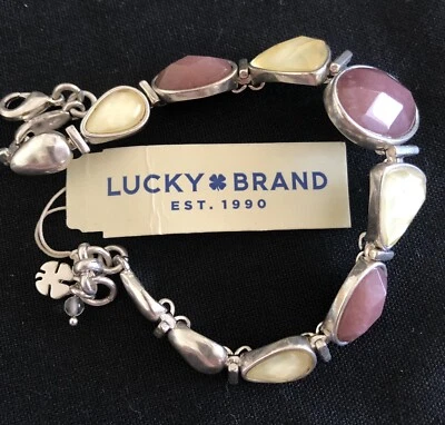 Pulsera “Lucky Brand” NUEVA Materiales Naturales” Plateada con Piedra Púrpura y Transparente LB10 Foto 1 de 4