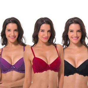 Women's Plus Size Lightly Padded Underwire Balconette Bra-3PK - Picture 1 of 7